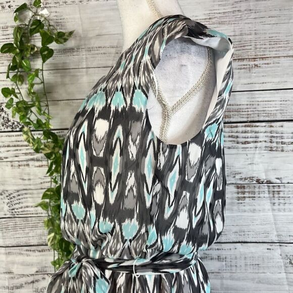 Robbie Bee Dress size 8 Blue Gray Sheer Straight Above Knee Wedding Guest Dinner - Picture 13 of 16